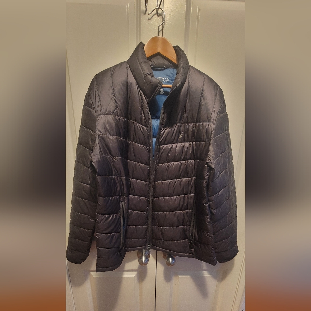 Nautica Black Puffer Jacket with Quilted Design